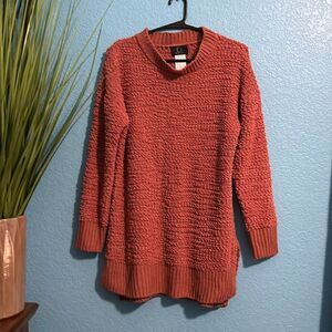 ID identity plus soft light burnt orange sweater